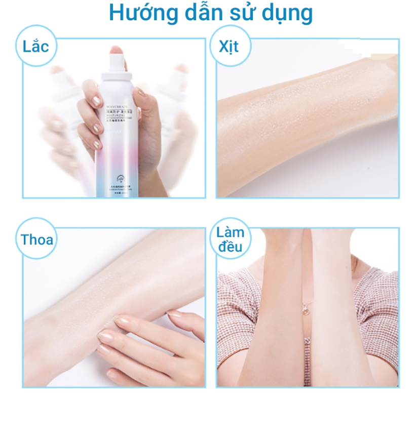 Combo 2 Chai Xịt dưỡng ẩm dưỡng trắng - chống nắng Maycreate