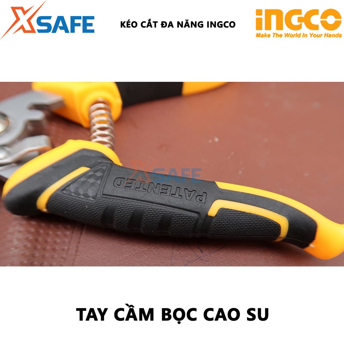 Kéo thợ điện INGCO HES0187 | kéo cắt đa năng Kích thước: 178mm (7) Chất liệu: thép không gỉ dùng để cắt thẳng, cắt nhựa, cao su hoặc dây đồng lưới