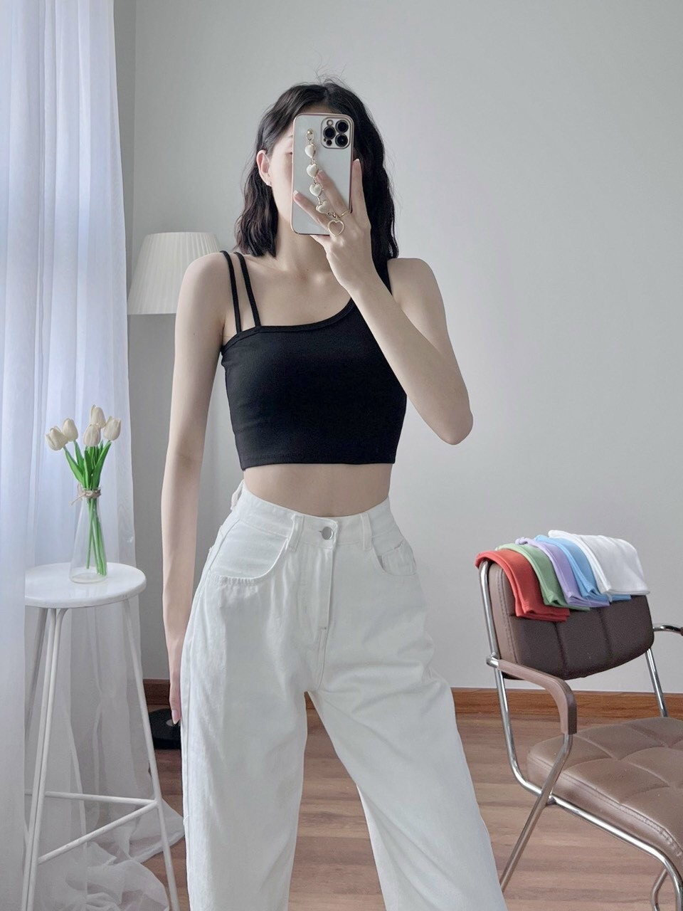 [ Chuyên sỉ] Áo thun croptop nữ 2 dây cá tính