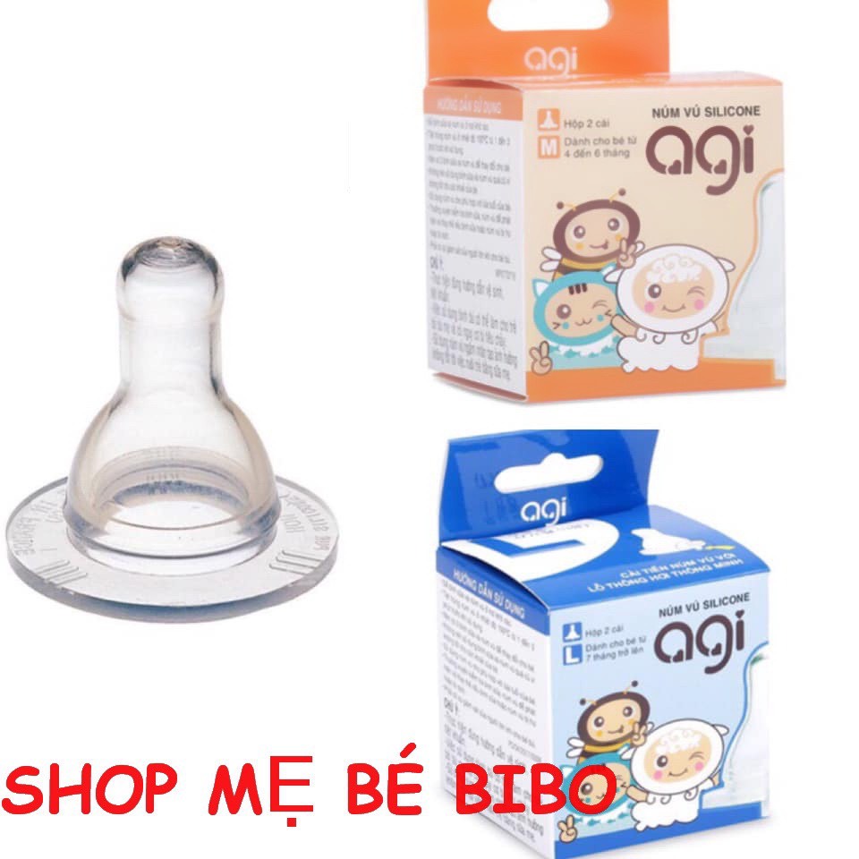 Núm tập cho bé ty rất mềm, núm vú agi thay bình sữa cổ hẹp ( đủ size S/M/L )