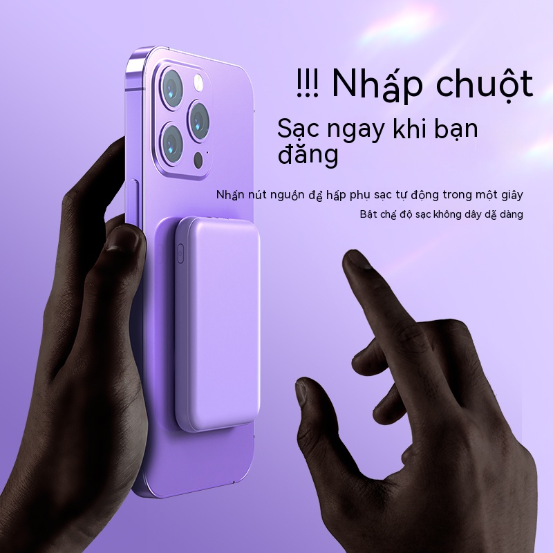 Sạc Pin Dự Phòng 100% PD QC 3.0 Pin dự phòng 50000mAh Sạc nhanh không dây Mini Pin dự phòng từ tính di động PowerIQ tốc độ cao