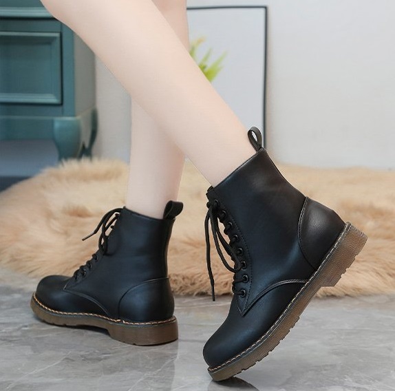 [ FORM NHỎ CHỌN TĂNG 1 SIZE ] Giày combat boot, boots nữ, bốt ulzzang, bốt cột dây đế viền chỉ cổ lửng cá tính S022
