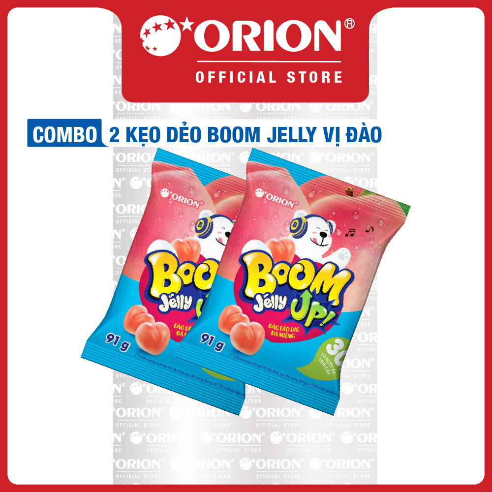 Combo 2 gói Kẹo Dẻo Boom Jelly THẠCH Orion Hương Đào túi 91G