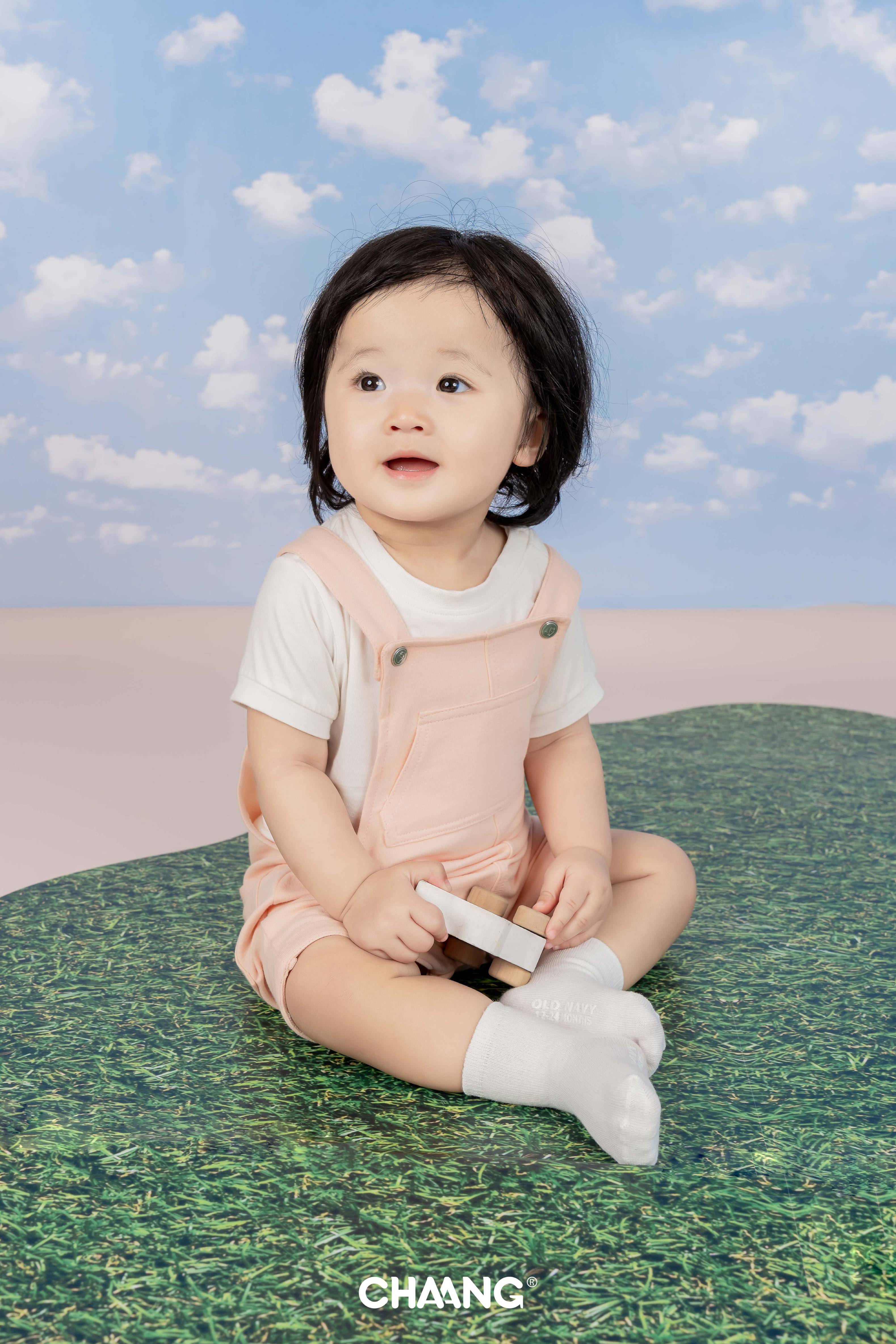 [CHAANG] Set bộ yếm bé gái Spring cam Chaang
