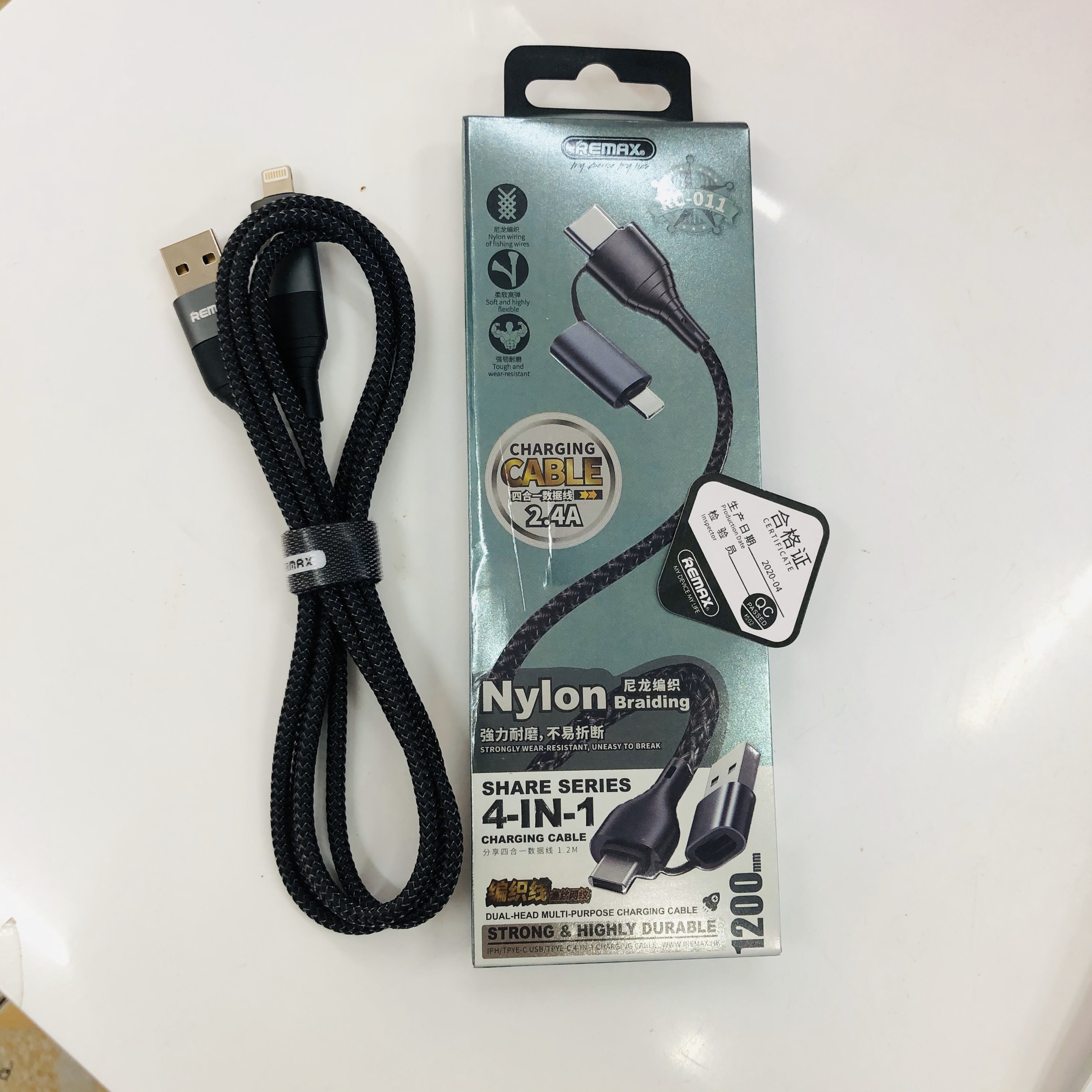 Cáp sạc đa năng REMAX  RC-001 4in chính hãng chân lightning / type C