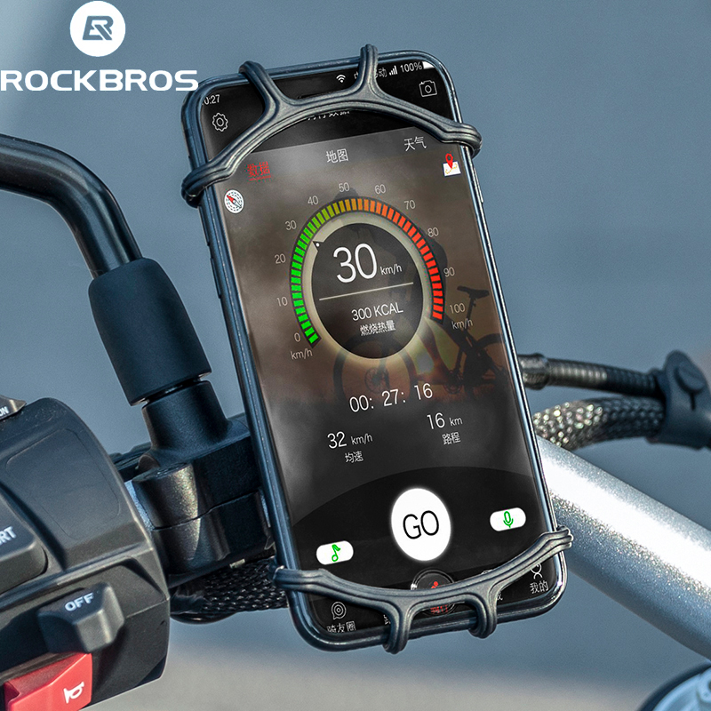 【Giao hàng địa phương】ROCKBROS Giá đỡ điện thoại dạng kẹp an toàn dễ dàng lắp chống trượt chống sốc xoay được 360 độ cực kỳ chắc chắn gắn tay lái xe đạp xe máy 4-6.5inch-INTL