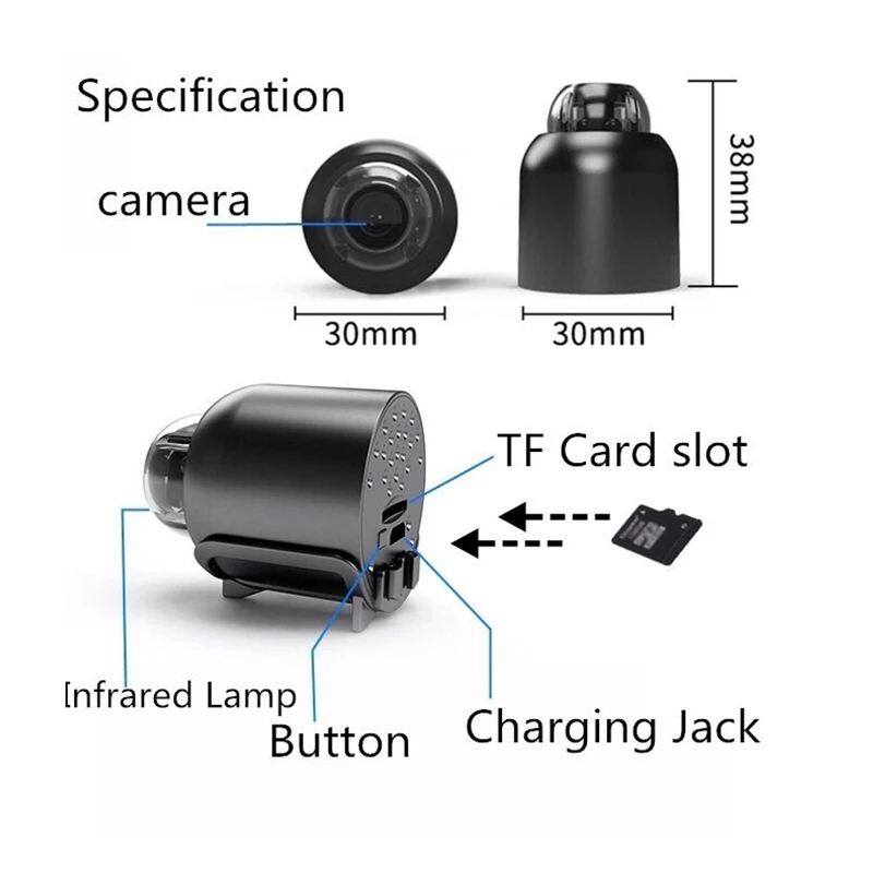 Camera Không Dây Mini, Camera Mini Máy Quay Phim Mini X5, Camera Mini Wifi. Camera Không Dây, Camera Theo Dõi Giám Sát Từ Xa Điện Thoại Di Động Độ Phân Giải Sắc Nét 1080P (Full-HD).