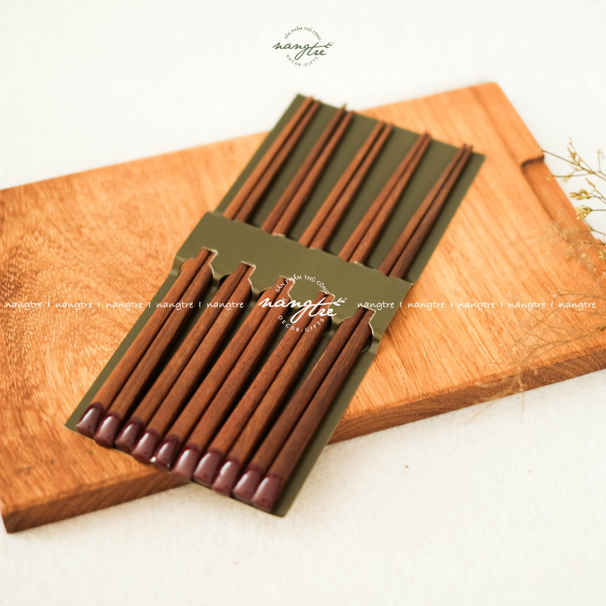 [HCM]Bộ 5 Đôi đũa gỗ tự nhiên