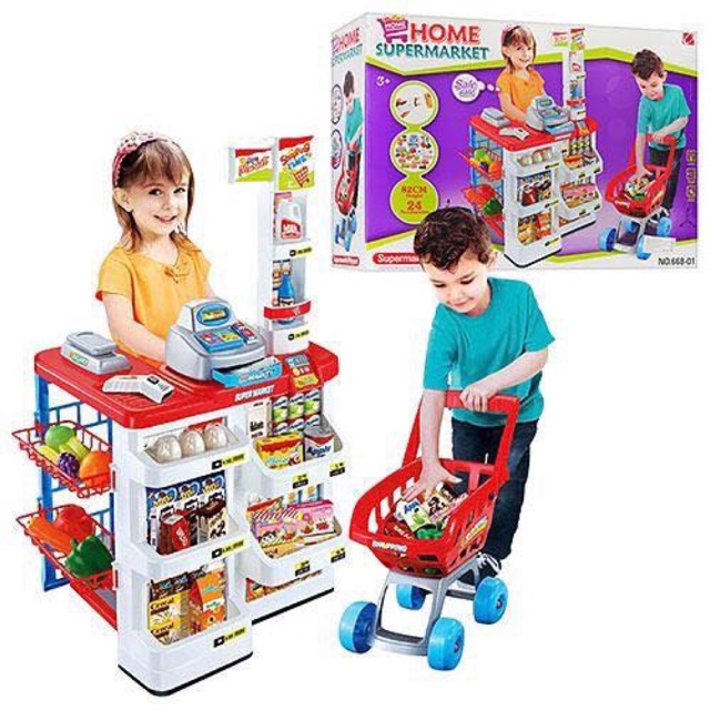 Đồ chơi quầy siêu thị kèm xe đẩy