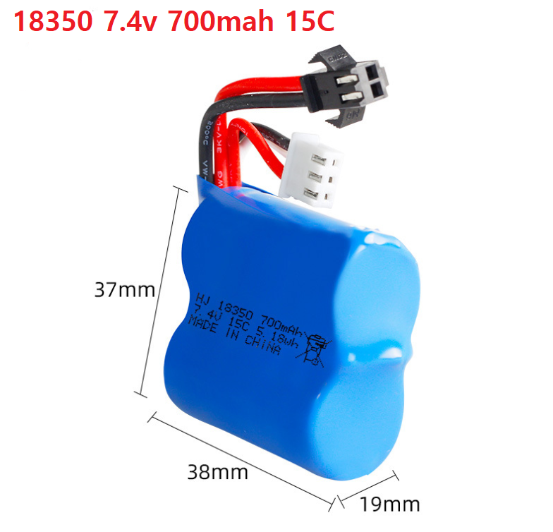 Pin 2s 18350 7.4v 700mah xả 15c thiết bị điện xe địa hình cano điều khiển udi001 h100 h102