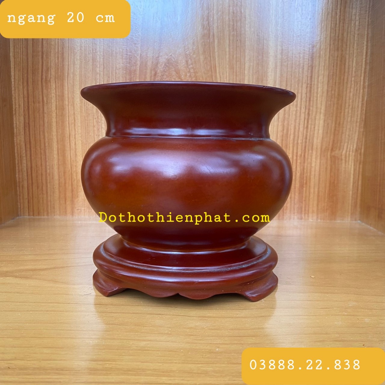 Bát nhang gỗ xà cừ đường kính 20cm