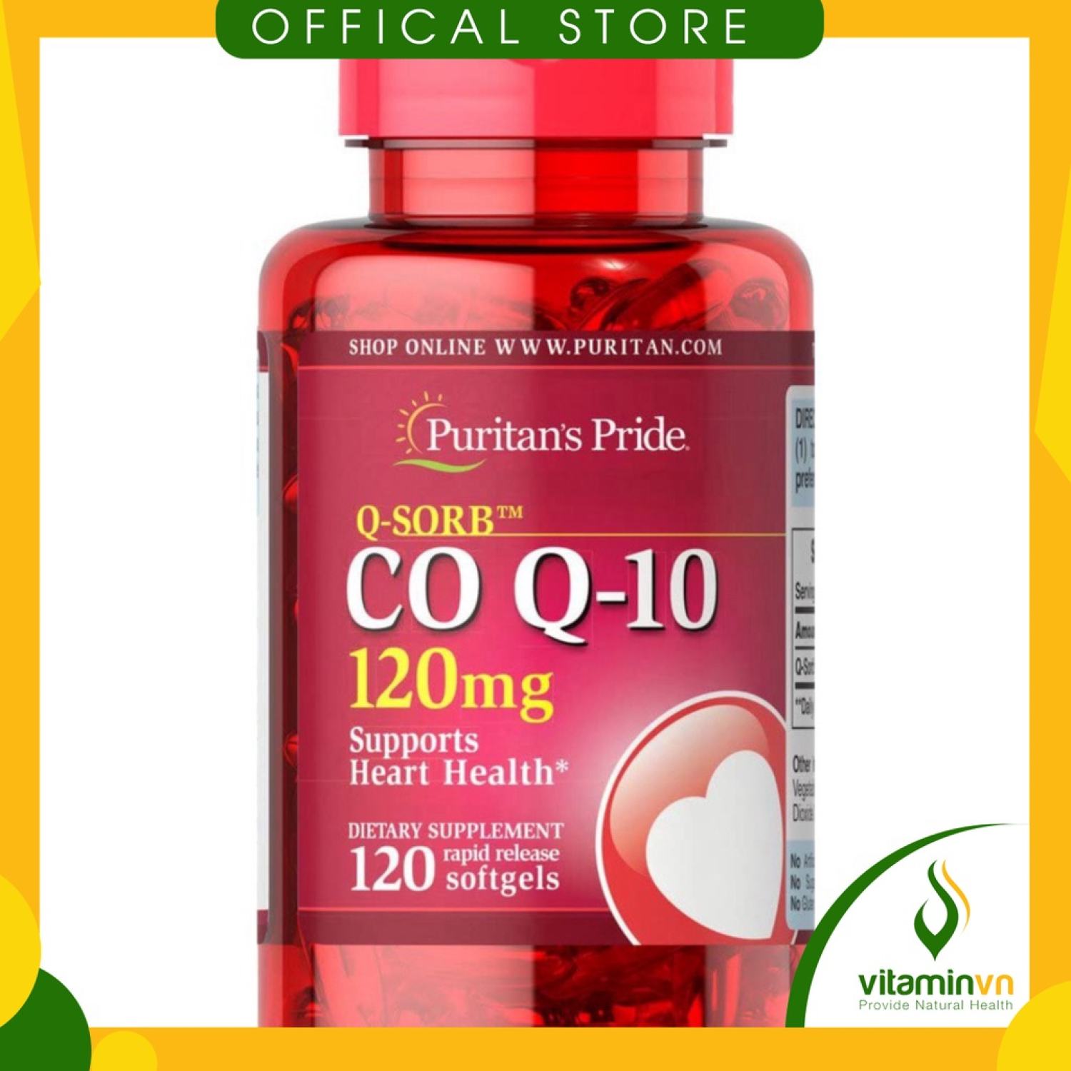 Viên uống tim mạch, bổ tim, giảm cholesterol Puritans pride coQ10 120mg 60