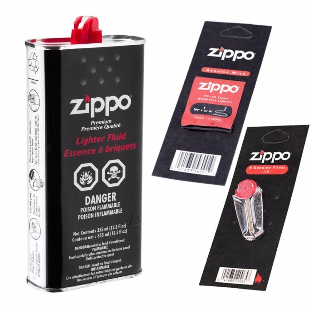 COMBO xăng 125ml,7 viên đá, 1 dây bấc phụ Kiện Dùng Cho Zippo - Hàng Chính Hãng (KHÔNG CHỨA XĂNG GAS)