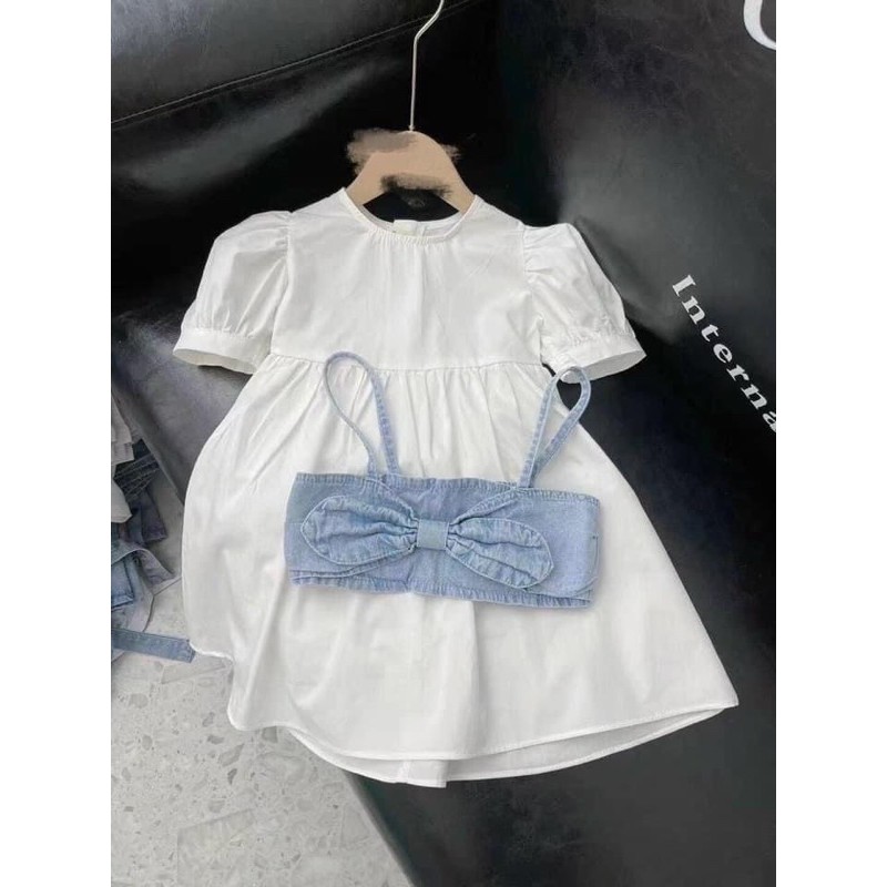SET VÁY TRẮNG KÈM YẾM NƠ BÒ