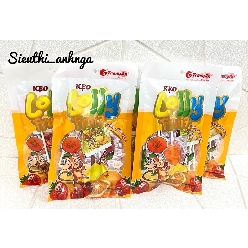 Kẹo Mút Lolly Fruit Tràng An Gói 12 Que.