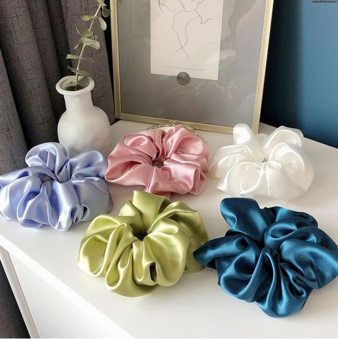 Thun buộc tóc lụa satin dây cột tóc scrunchies (cột tóc vải thanh lịch)