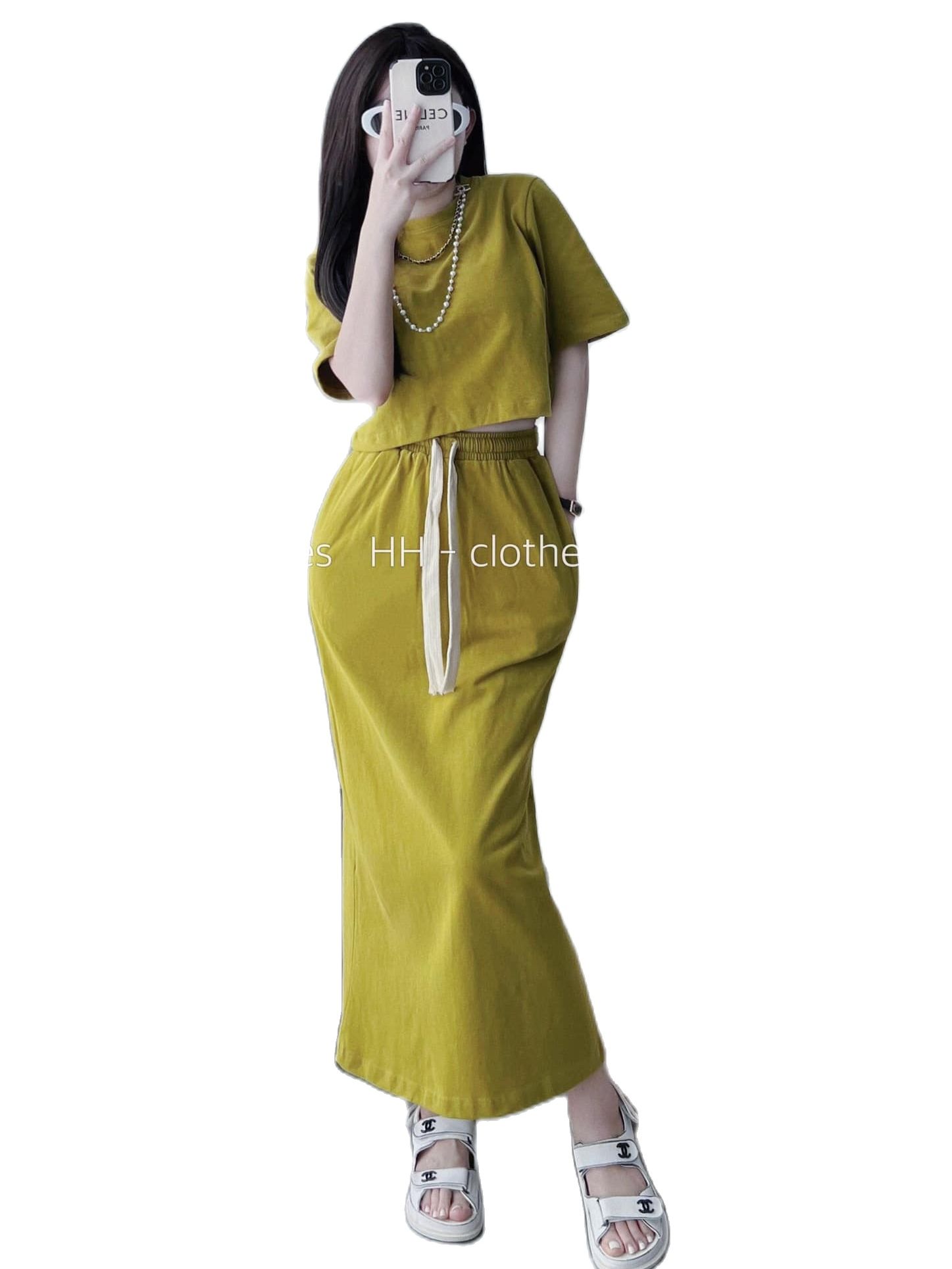 Set áo crop top chân váy conton -hàng thiết kế