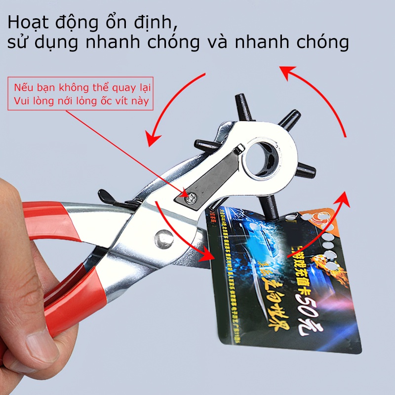 Kìm Bấm Lỗ Thắt Lưng, Dây Nịt, đồ Da Chuyên Dụng 6 Size