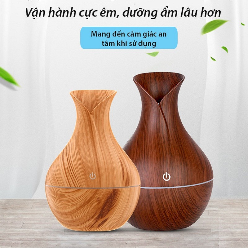 [HCM]Máy xông tinh dầu hình lọ hoa vân gỗ sang trọng