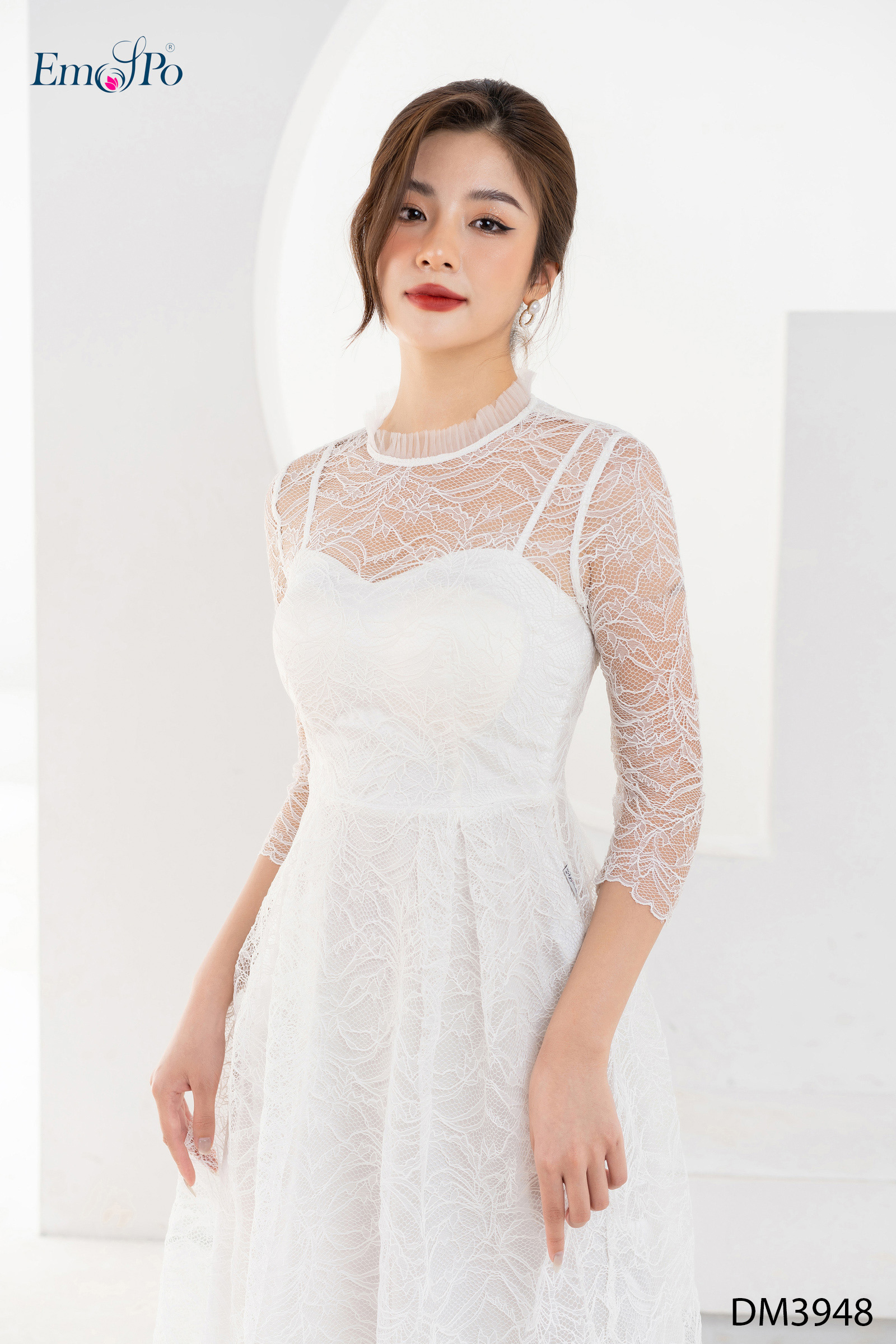 Đầm Xòe Emspo Cổ 2F Phối Lưới Dm3948
