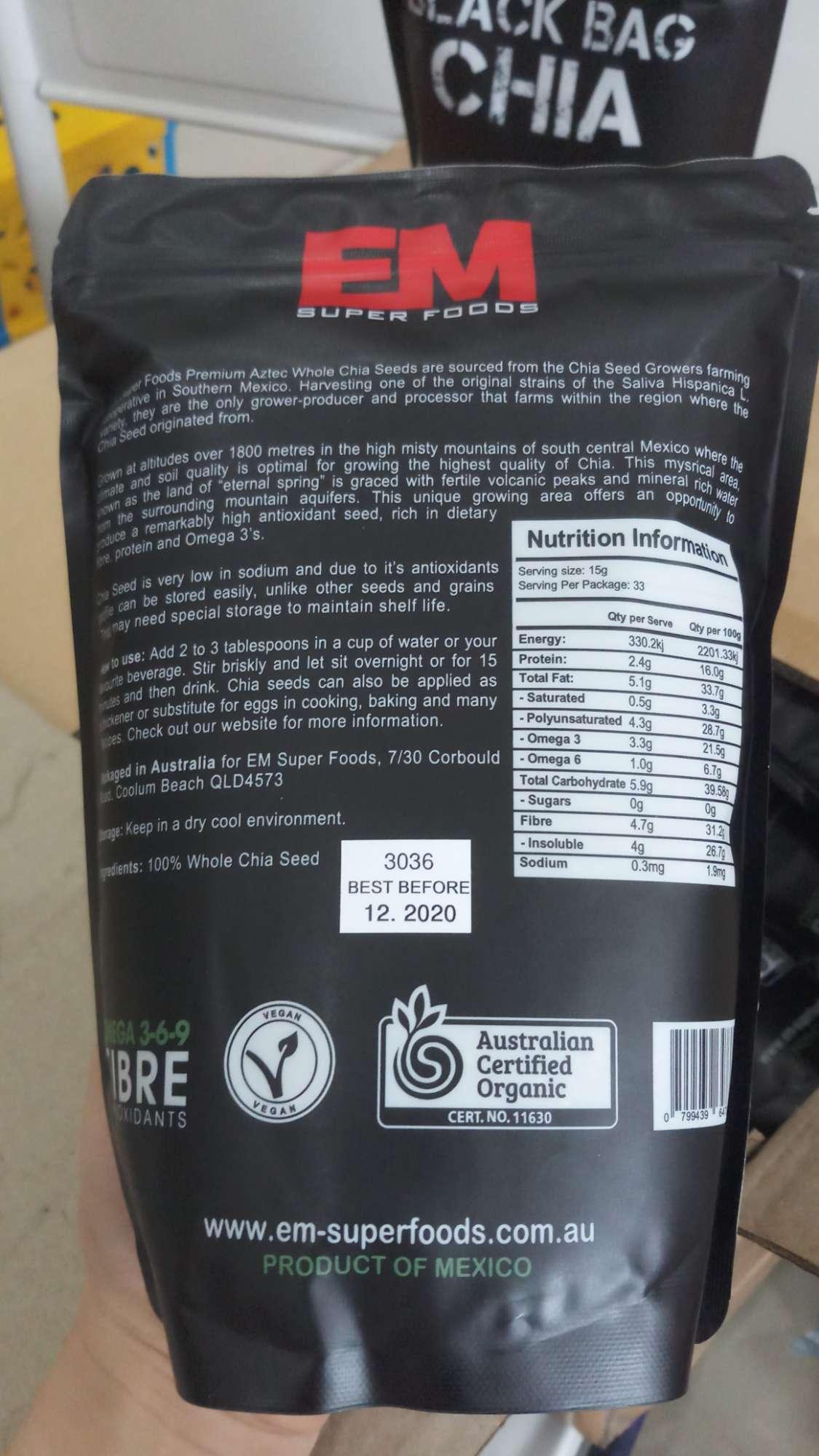500g hạt chia ÚC đen