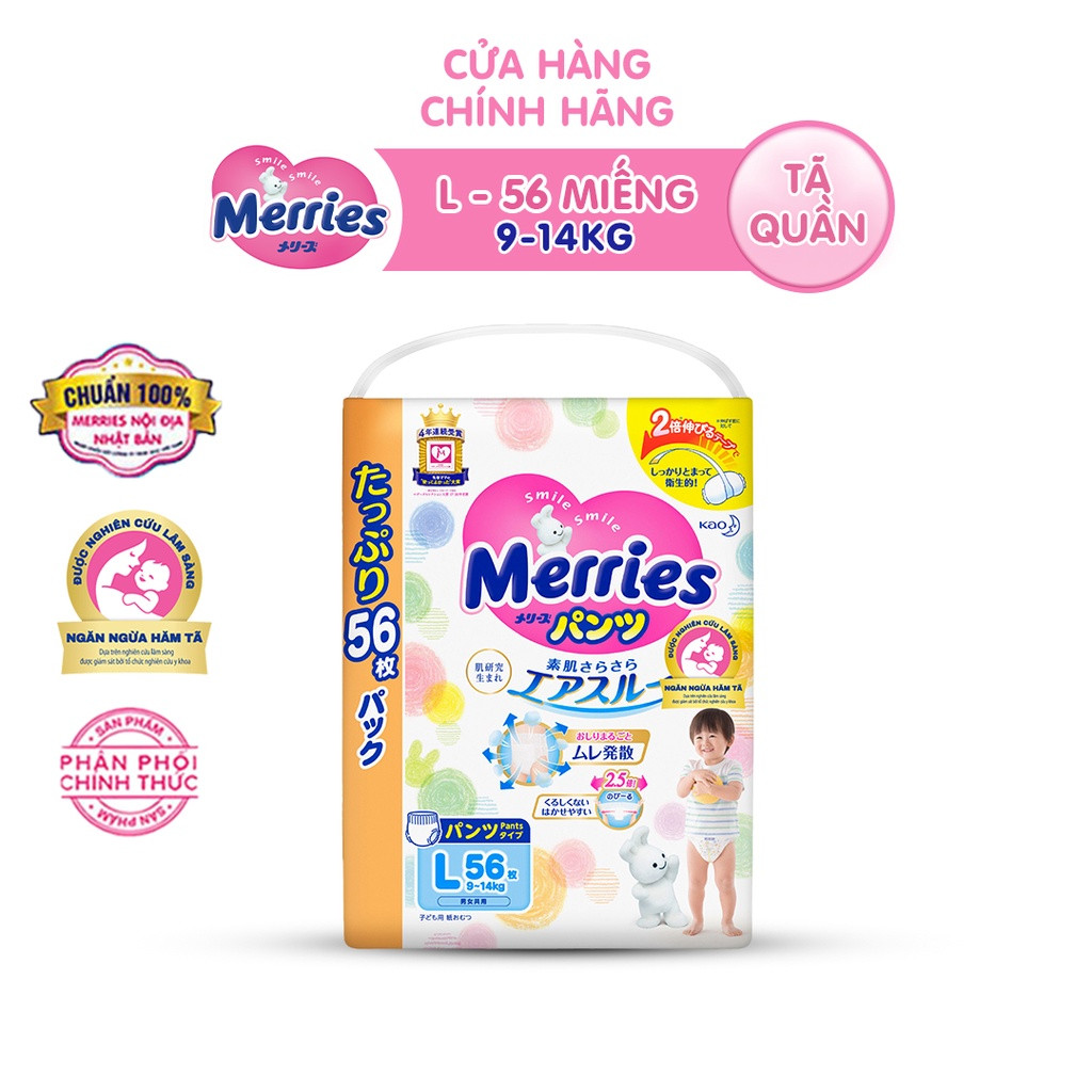 Tã/bỉm quần Merries Jumbo đủ size L56/XL50