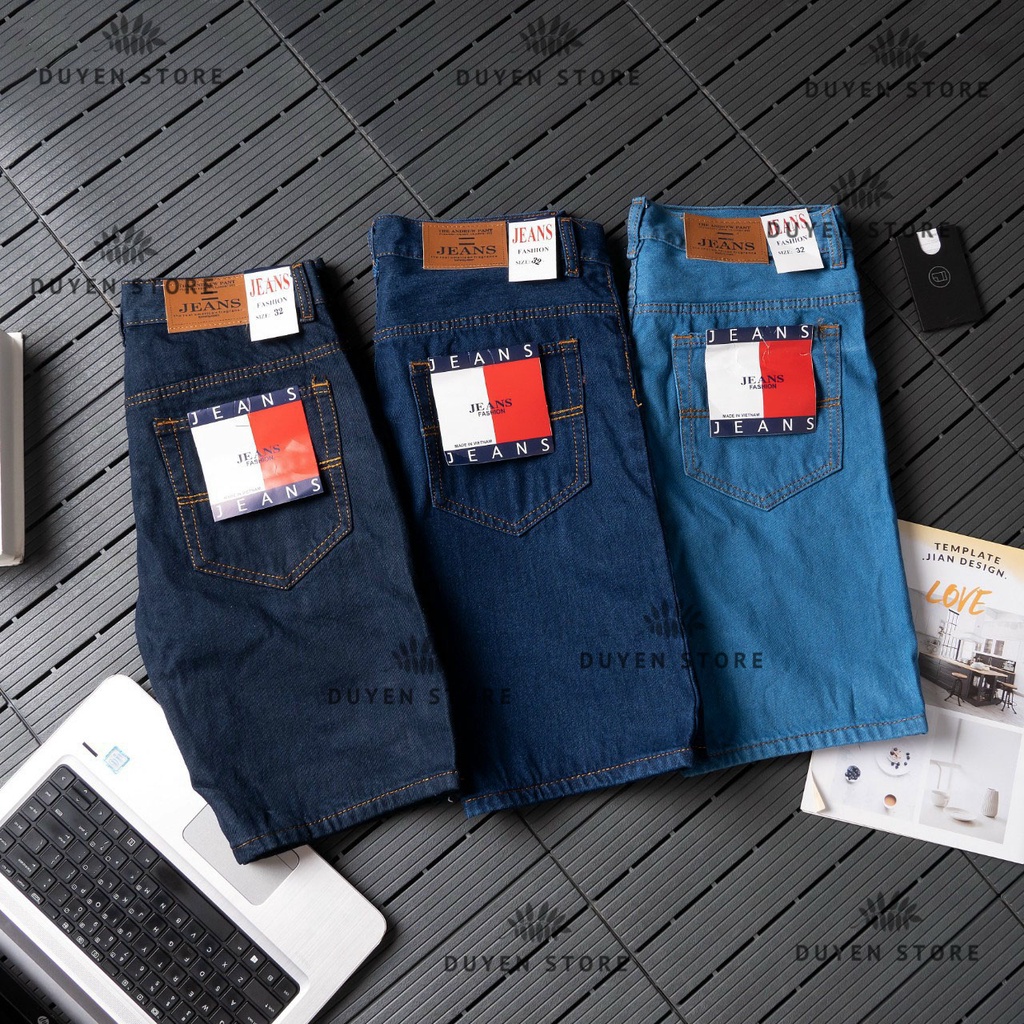 Quần Short Jean Nam Form Rộng Mẫu Trơn Vải Dày Cao Cấp