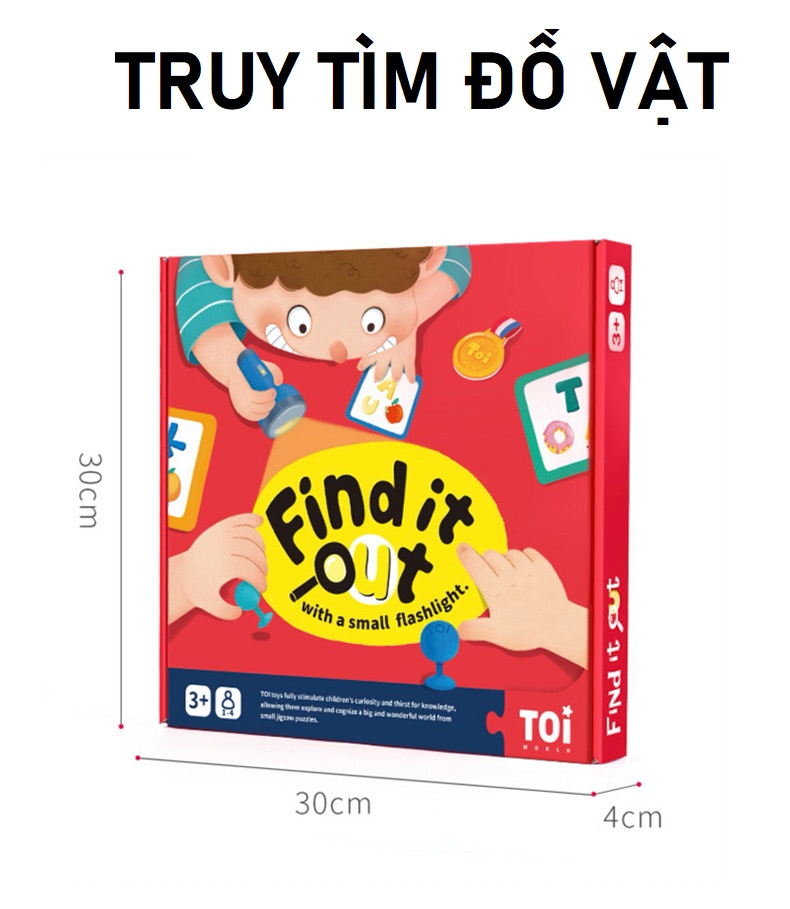 Đồ chơi board games Truy tìm đồ vật chơi được 2 mặt từ 2 - 4 người hãng TOi Find it out match puzzle tìm kiếm các hình tương ứng