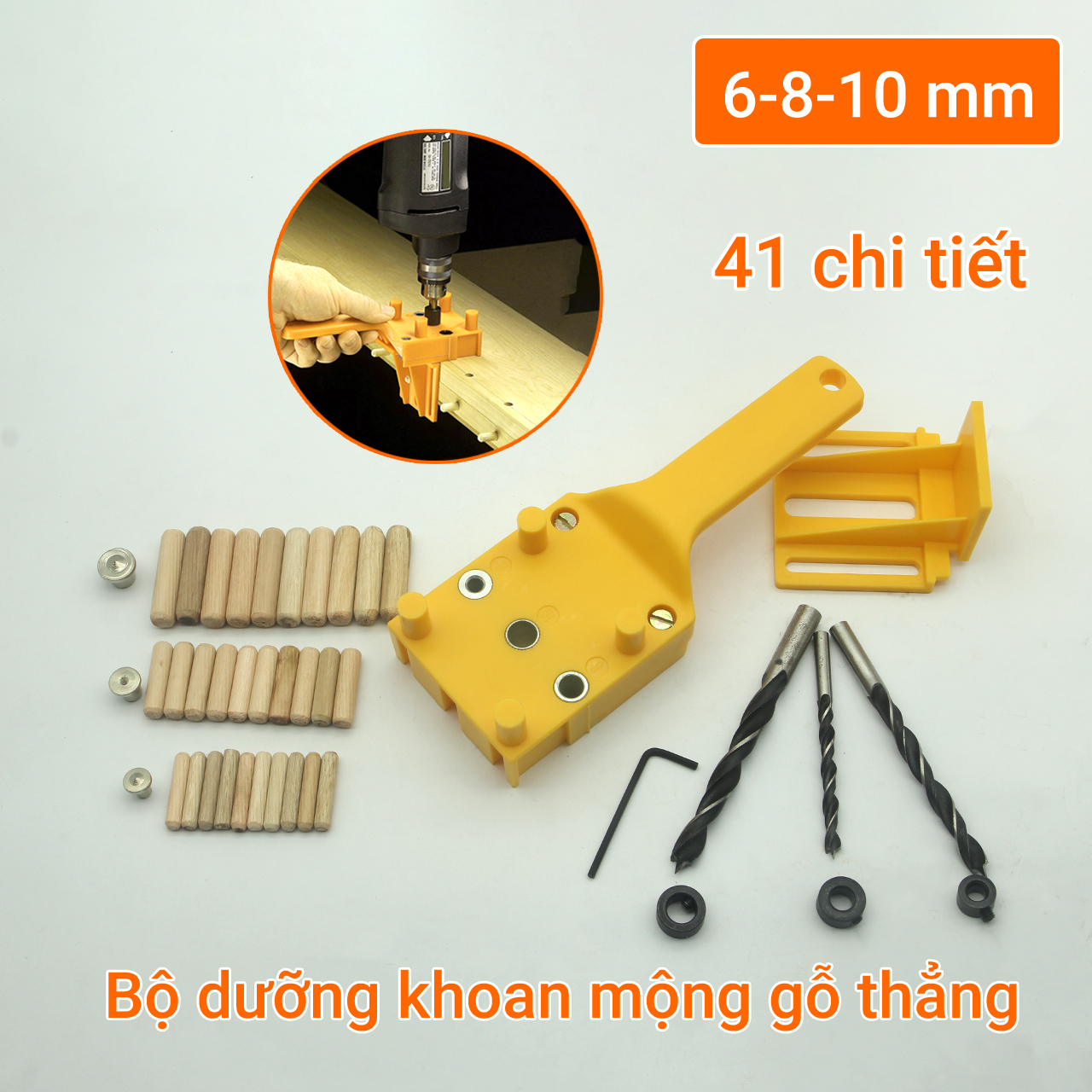Bộ cữ khoan chốt gỗ - bộ cữ khoan thẳng 6-8-10mm