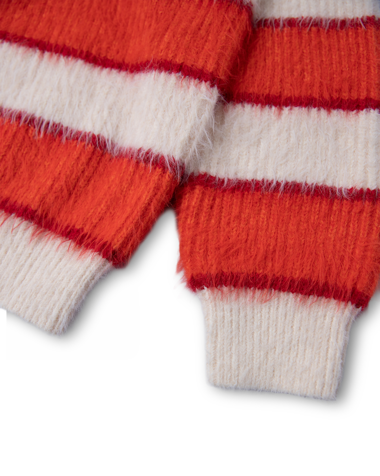 ORANGE STRIPED MOHAIR KNIT SWEATER