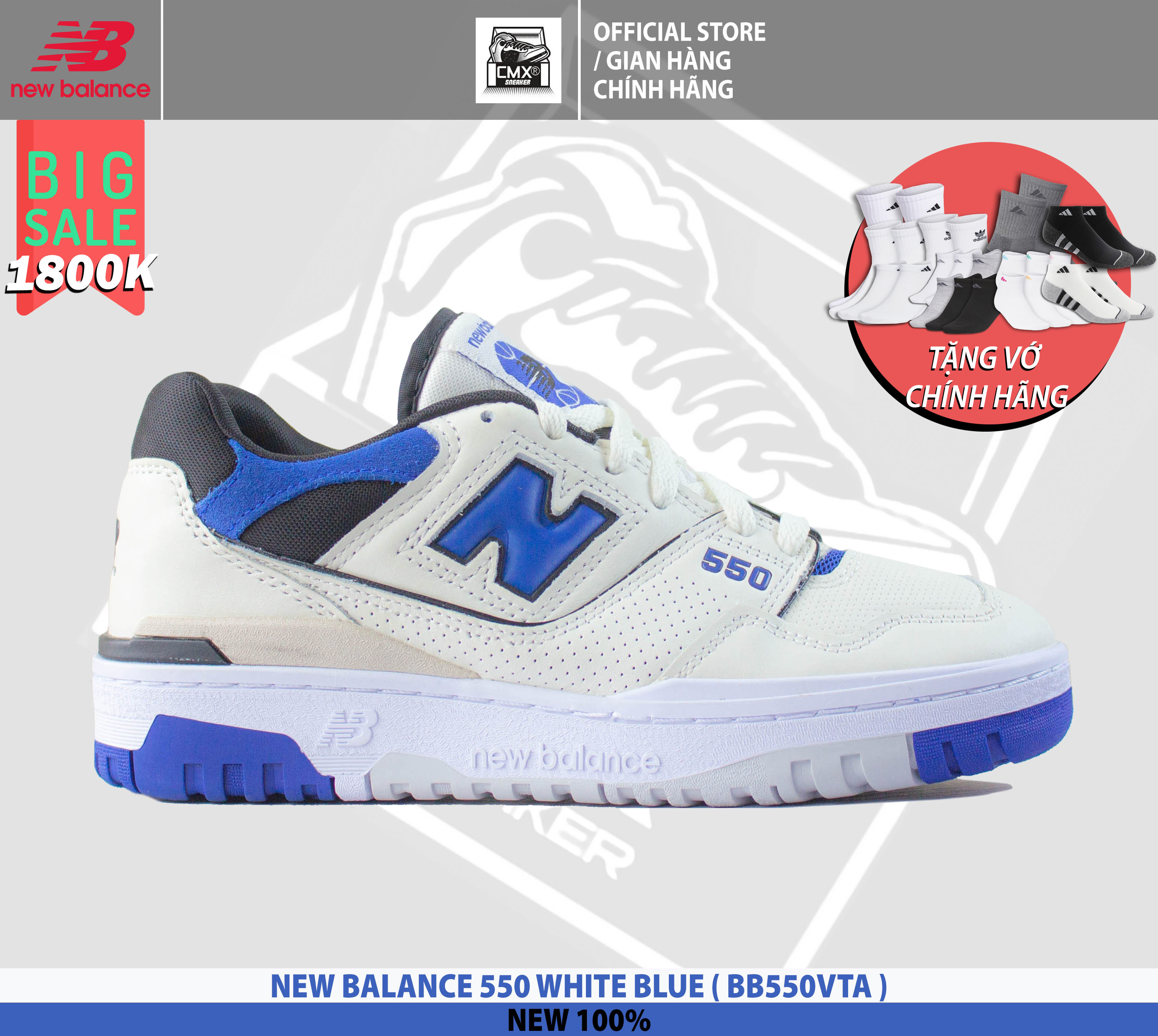 😘 [ HÀNG CHÍNH HÃNG CÓ SẴN ] Giày New Balance 550 WHITE BLUE ( BB550VTA ) - AUTHENTIC 100%