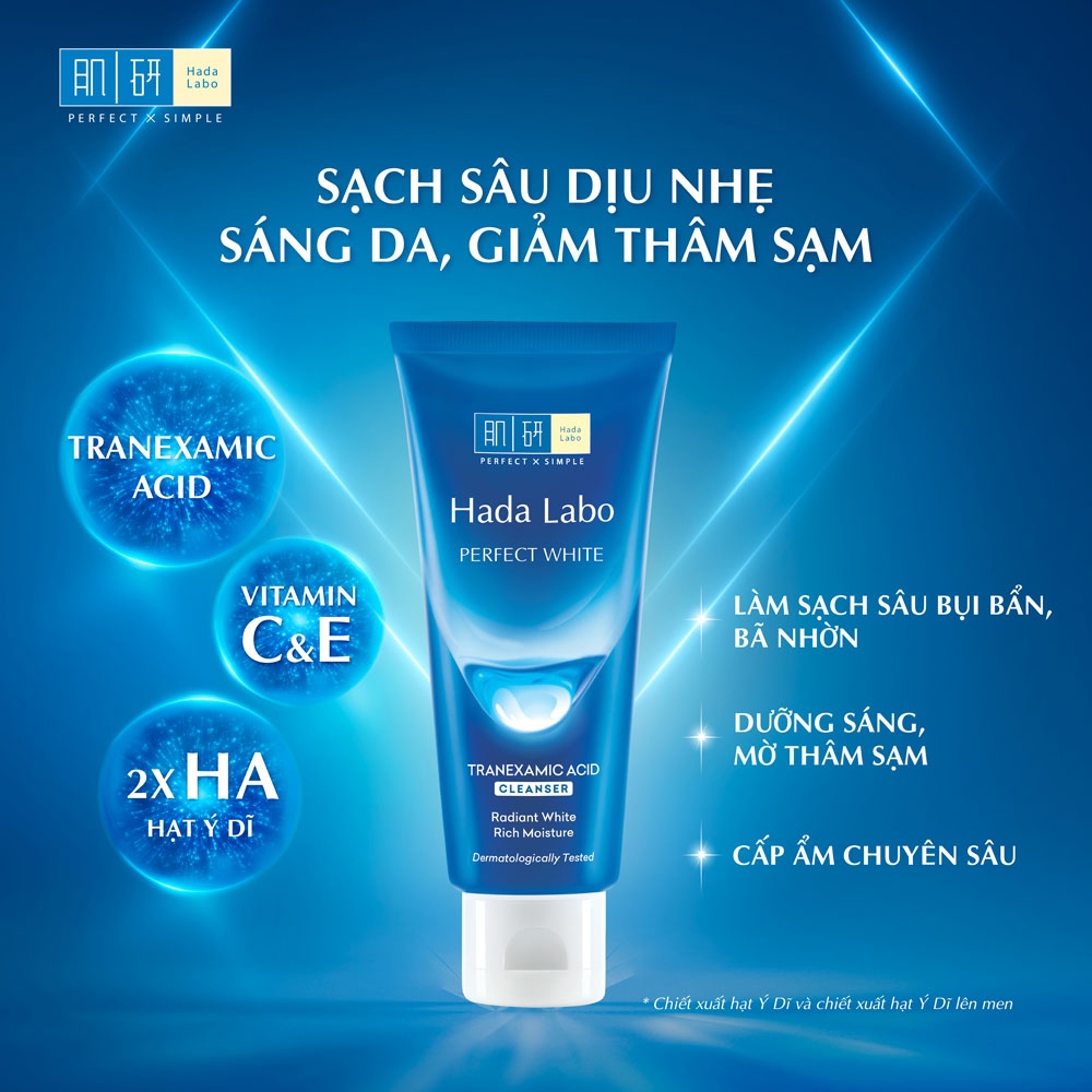 Hada labo sữa rửa mặt dạng kem advanced nourish / perfect white / acne care / pro anti aging 80g
