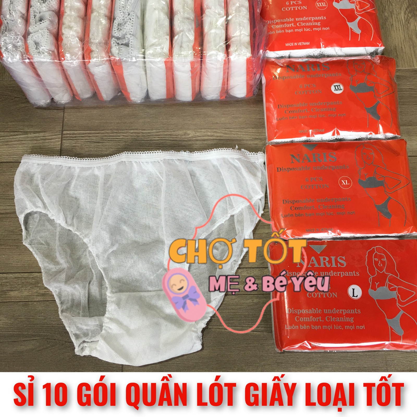 Sỉ 10 gói quần lót giấy naris vải cotton quần lót dùng 1 lần