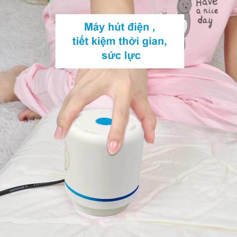 Máy Bơm Điện Hút Chân Không Chăn Màn, Quần Áo, Hút Nhanh, Lực Hút Mạnh, Tiết Kiệm Thời Gian, Nhỏ Gọn Tiện Lợi