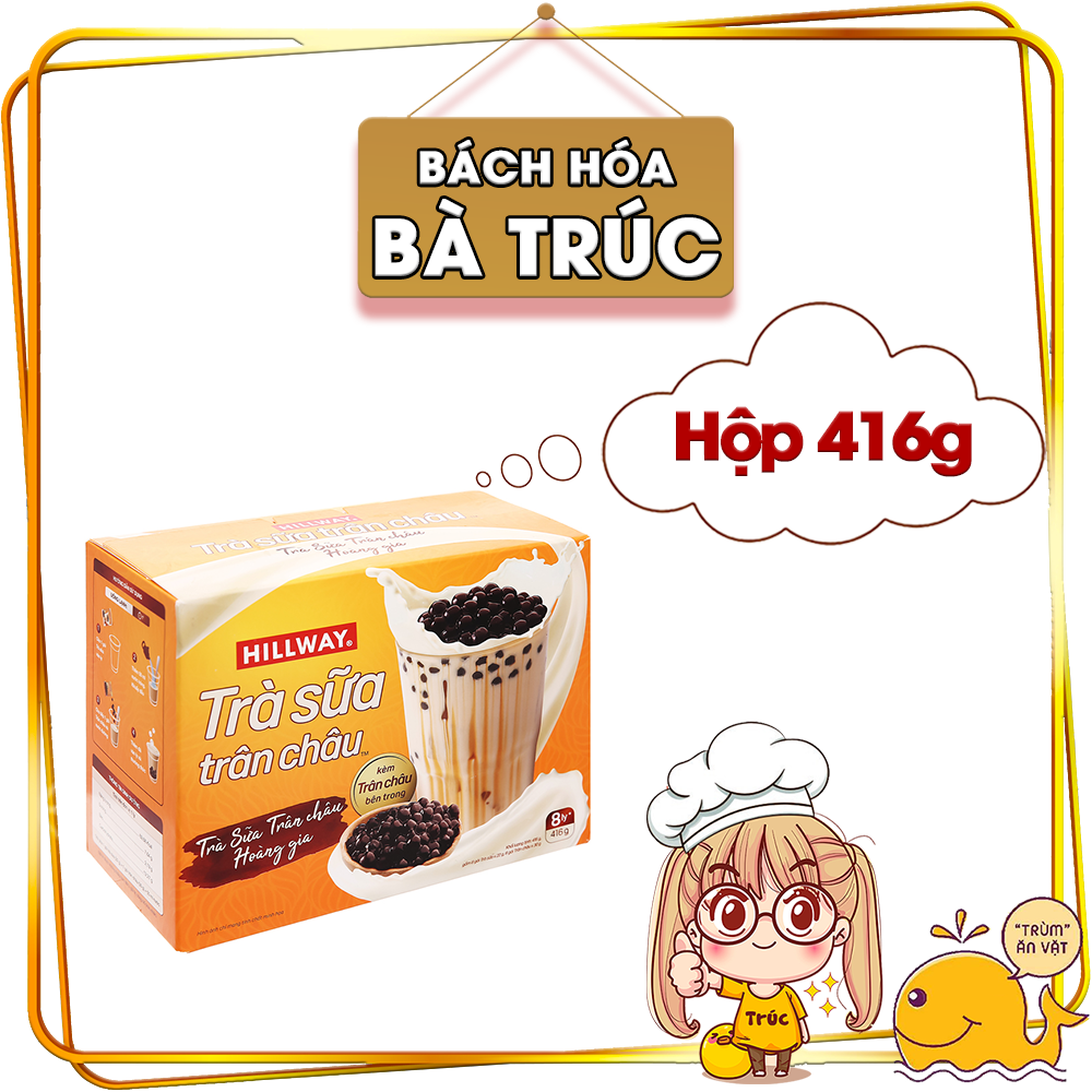 Trà sữa trân châu Hillway hộp 416g (8 gói trà sữa + 8 gói trân châu)