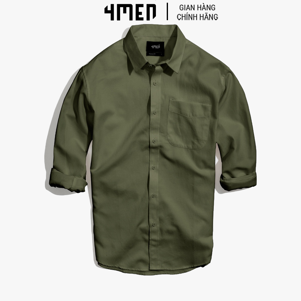 Áo sơ mi nam oxford trơn đẹp 4MEN SM070 tay dài form suông regular, vải oxford dày dặn, mềm mịn, thấm mồ hôi, co giãn