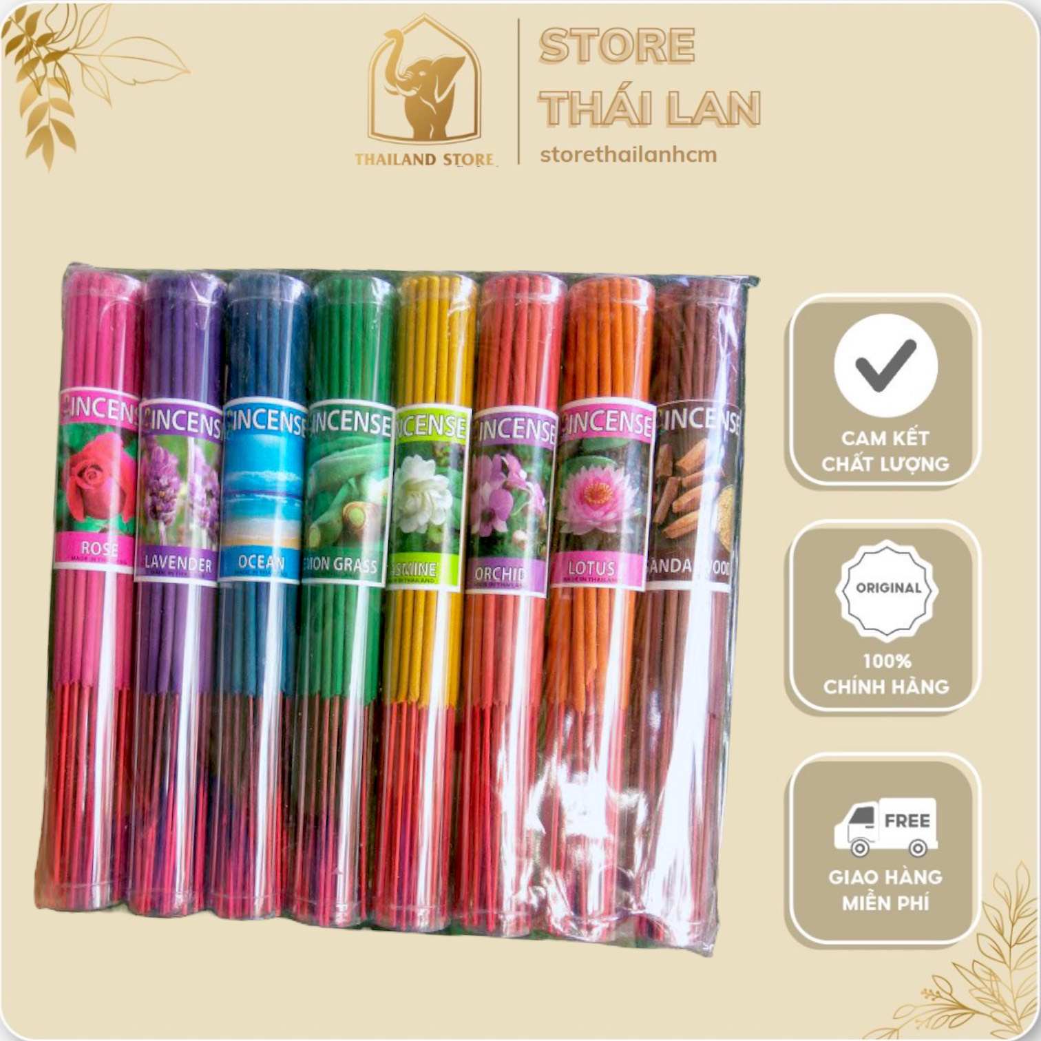 Nhang Thơm Aroma Incense Thái Lan 20cm (Bó 50 cây/ mỗi bó 1 hương)