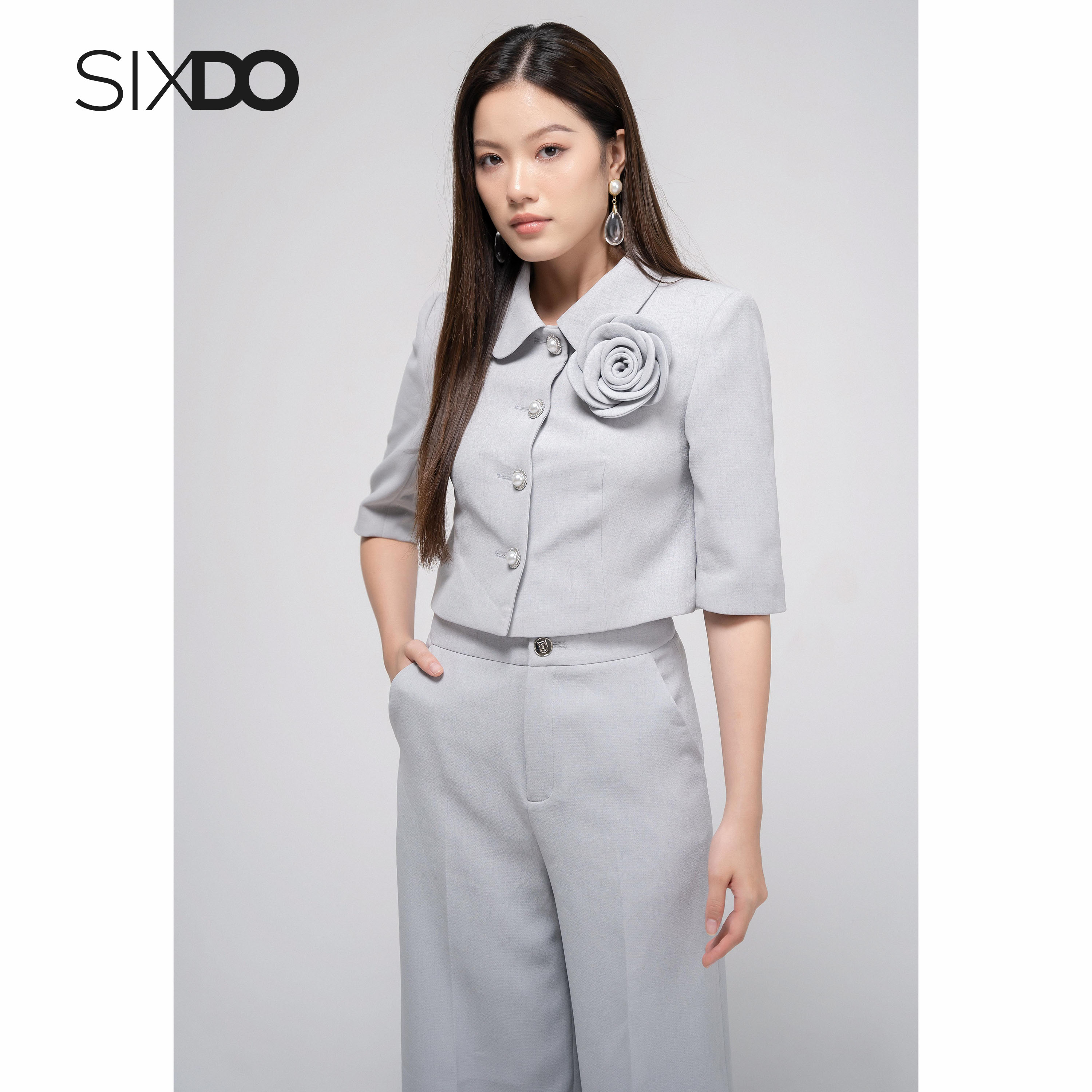 Áo Vest nữ xám dáng lửng thời trang SIXDO (Light Grey Woven Vest)