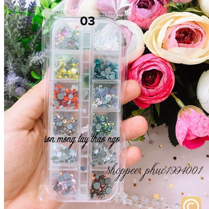 [HCM]Đá chân cao cấp làm móng trang trí móng siêu sáng khay mix