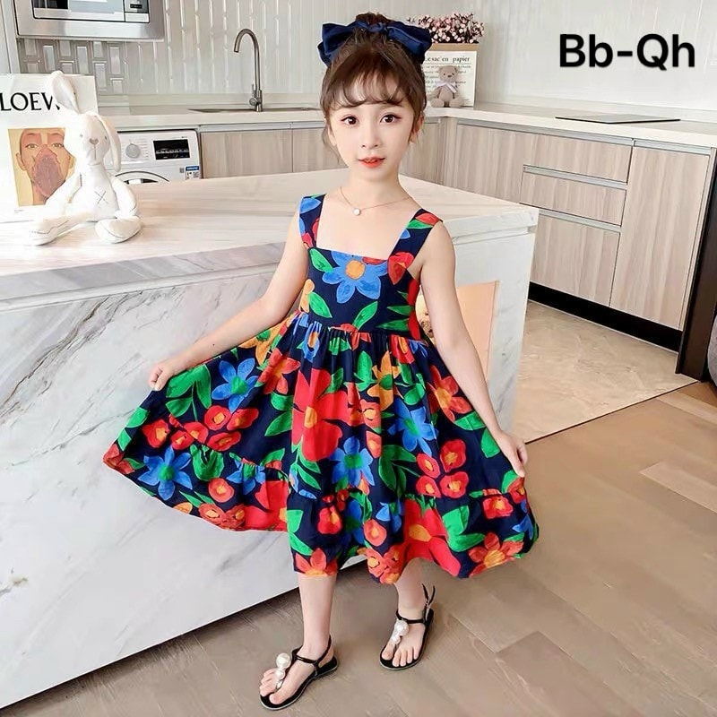 [SIZE NHÍ+ĐẠI] ĐẦM 2 DÂY BÔNG HOA SIÊU XINH