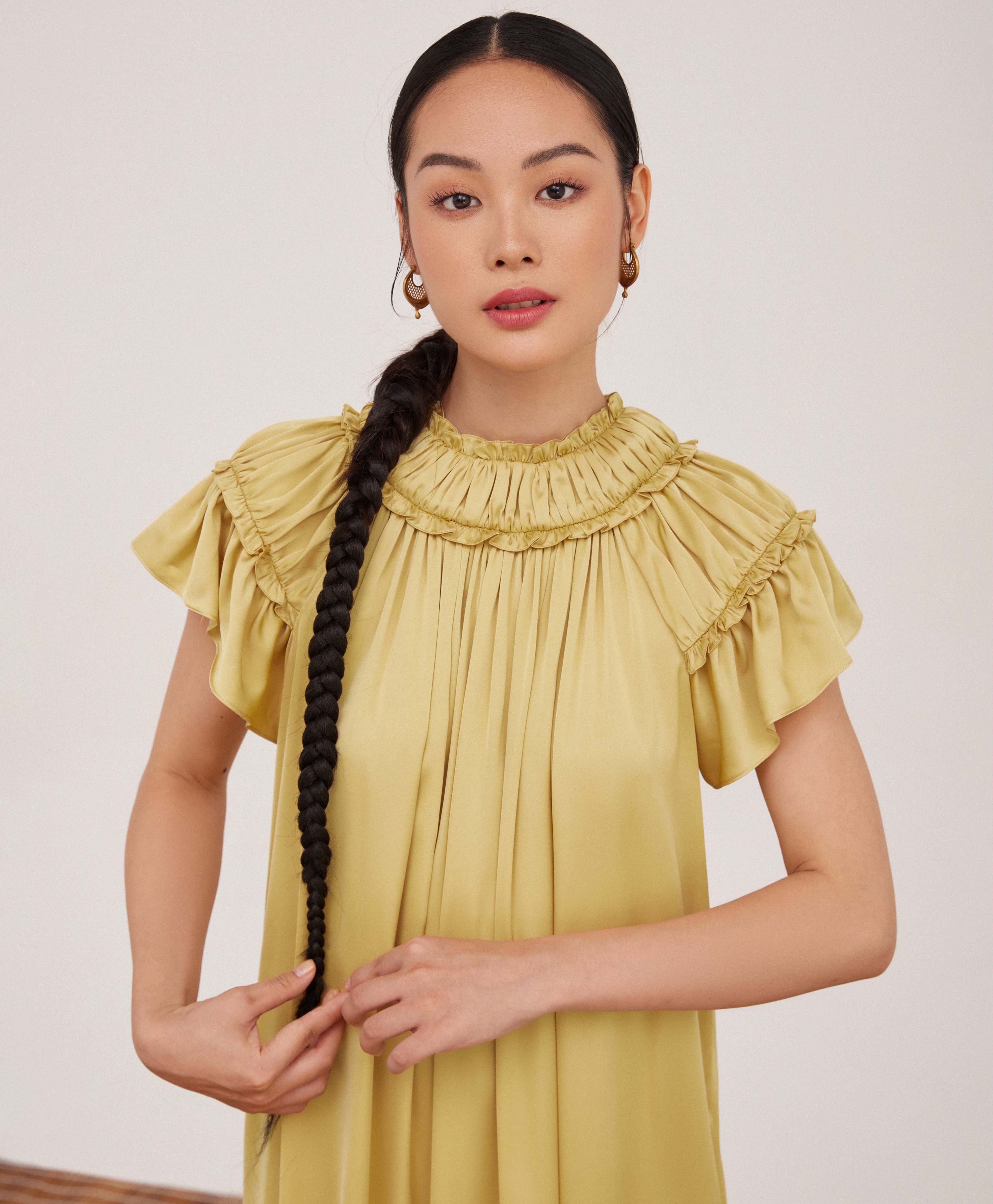 Đầm lụa dài Mauve Queen dress
