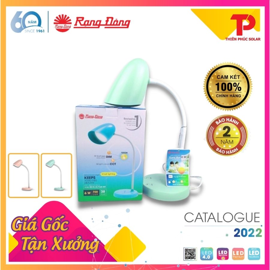[Mẫu mới 2022] Đèn bàn bảo vệ thị lực Rạng Đông Model: RD-RL-38.PLUS 6W