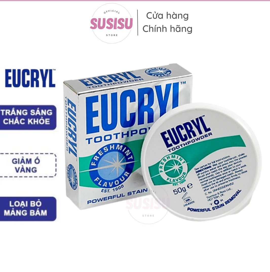 Bột trắng răng Eucryl Freshmint Flavour Toothpowder (50g) / Bột đánh răng bạc hà (hàng Anh)
