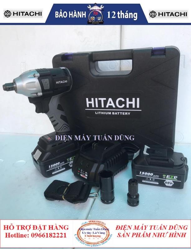 Máy siết bulong Hitachi 88V 2 Pin 15000 mAh - Tặng kèm bộ phụ kiện - 1 đầu siết bulong - 1 đầu chuyển vít