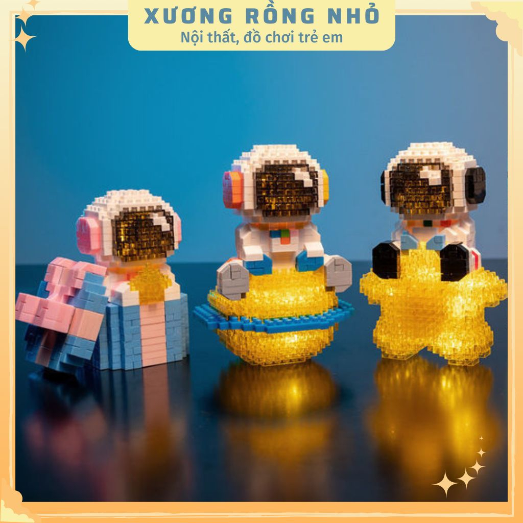 Mô hình phi hành gia có đèn Space bricks, đồ chơi lắp ráp Phi Hành Gia 3D Có Đèn