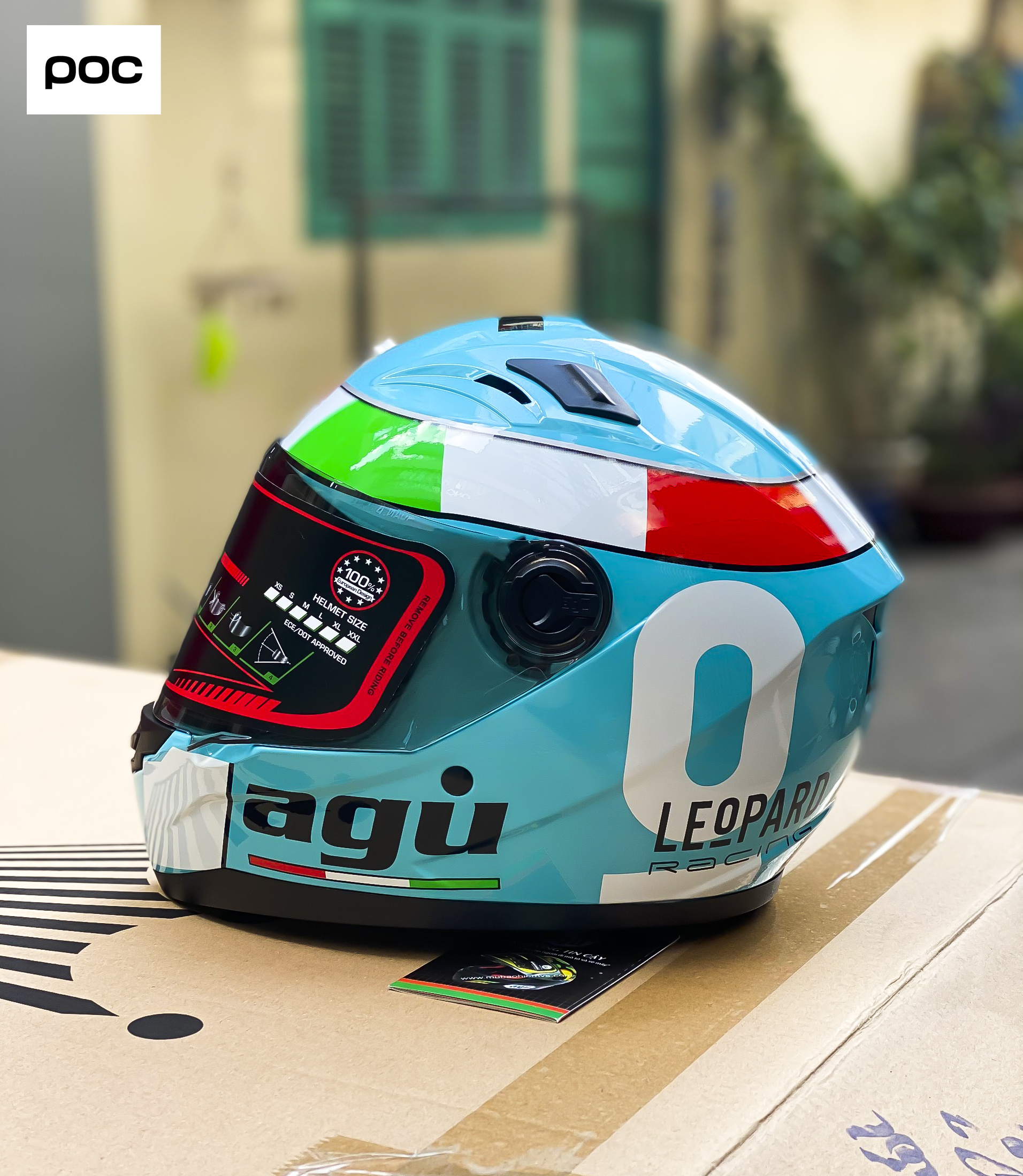 MŨ BẢO HIỂM FULLFACE AGU TEM LEOPARD KÈM TÚI ĐỰNG NÓN VÀ HỘP