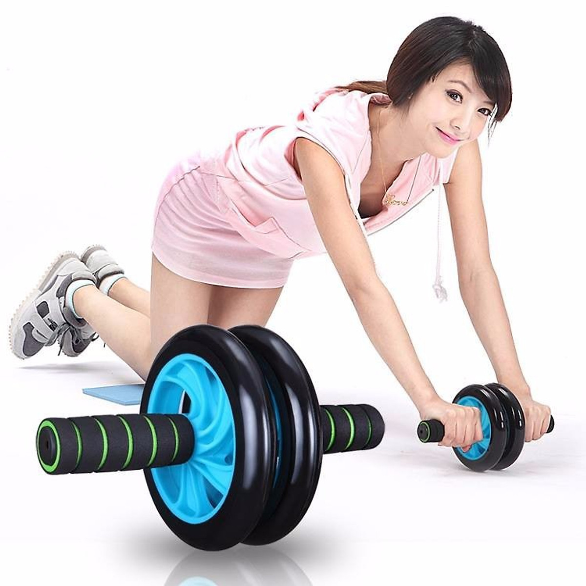 Con lăn tập cơ bụng bánh xe AB New, con lăn 2 bánh tập bụng làm săn chắc cơ bụng, làm giảm mỡ bụng - Tặng kèm lót