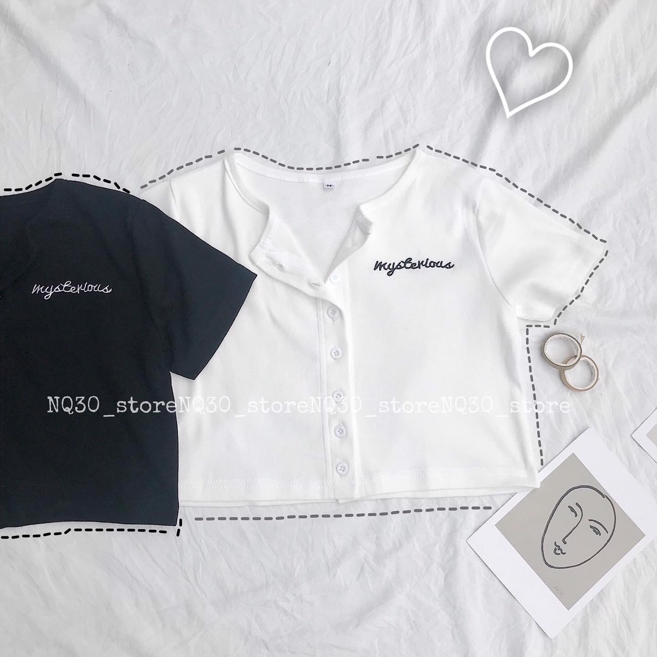 Croptop GÂN GÀI NUT1 THÊU CHỮ