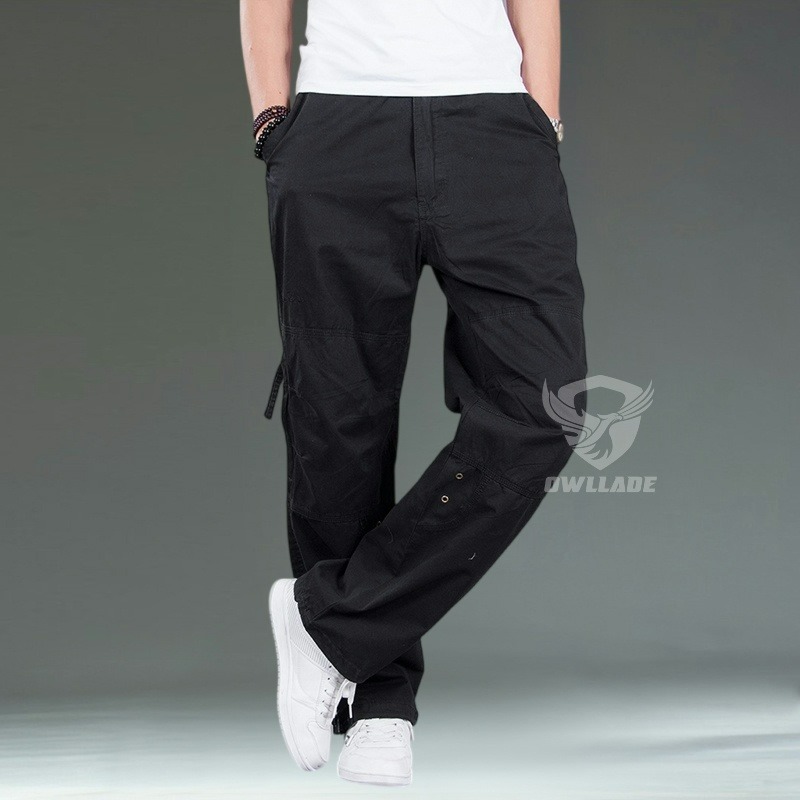 Owlade men's tactical cargo pants A1129 khaki loose cargo pants