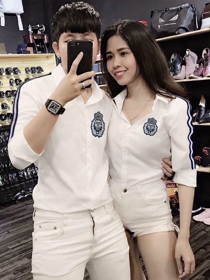 Áo sơ mi nam phối viền logo thêu sang trọng đẳng cấp xmb71